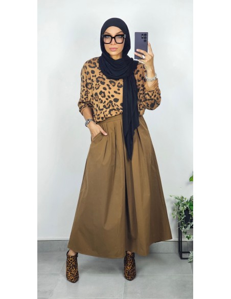 Jupe longue "Tulipe" Camel