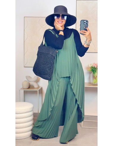 Ensemble pantalon "Plissé" Kaki