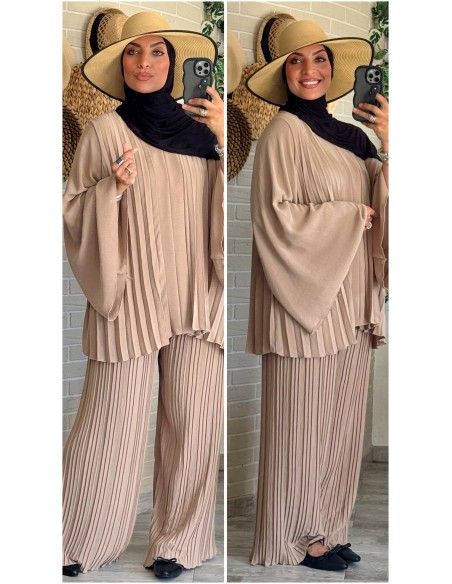 Ensemble pantalon "Plissée" Beige foncé