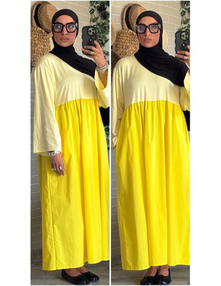 Robe longue "Bi matiere" Jaune