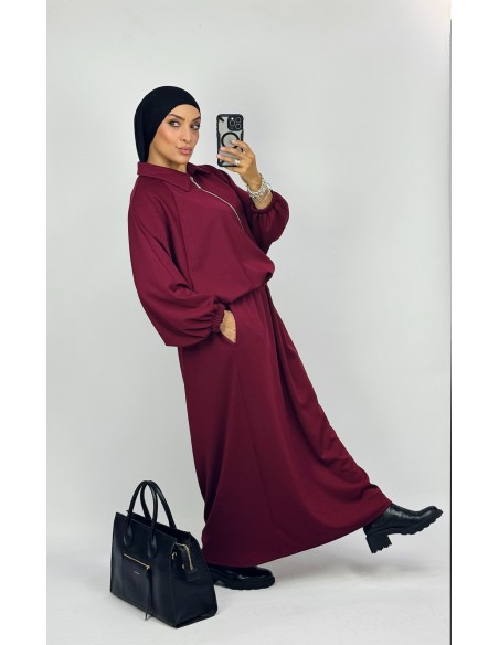 Ensemble veste Zip jupe Bordeau