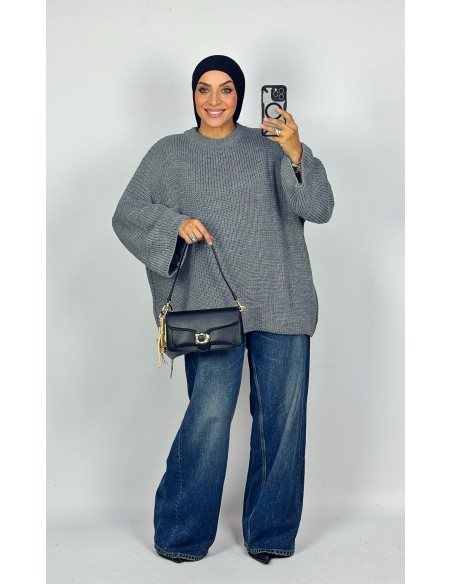 Pull "Oversize" Gris