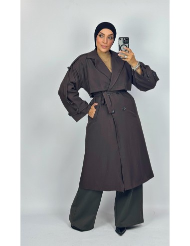 Trench Long Croisé Marron