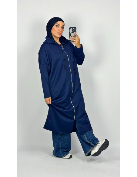 veste longue sport zip confort et pudique .