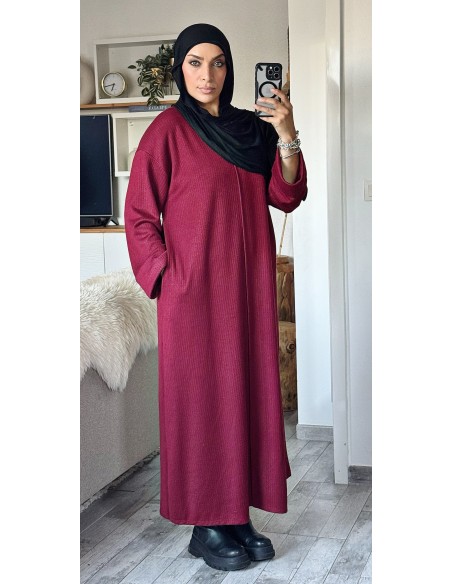Robe abaya longue mastour bordeaux