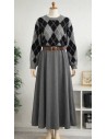 Pull "Losange" Gris/Noir