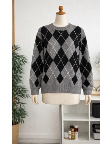 Pull "Losange" Gris/Noir