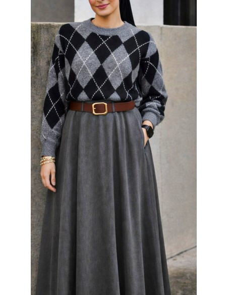 Pull "Losange" Gris/Noir