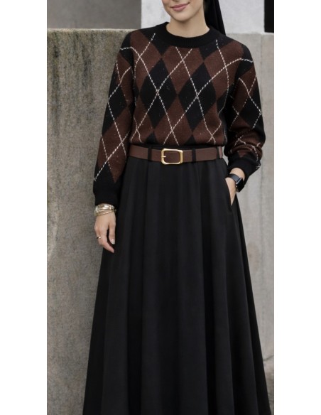 Pull "Losange" Marron/Noir