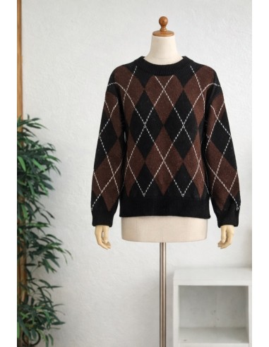 Pull "Losange" Marron/Noir