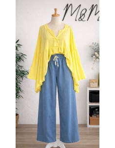 Top coton "Asymétrique" Jaune