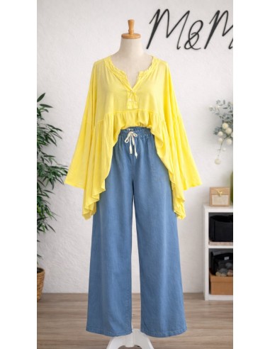 Top coton "Asymétrique" Jaune