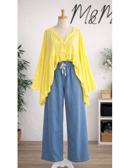 Top coton "Asymétrique" Jaune