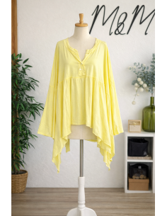 Top coton "Asymétrique" Jaune 2