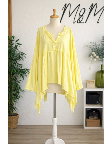 Top coton "Asymétrique" Jaune