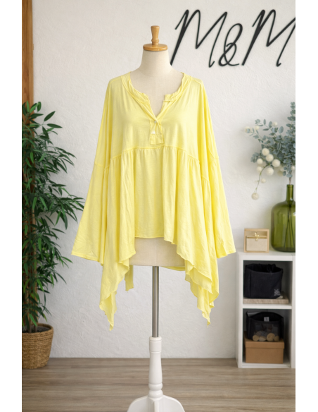 Top coton "Asymétrique" Jaune