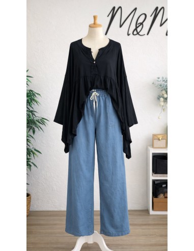 Top coton "Asymétrique" Noir