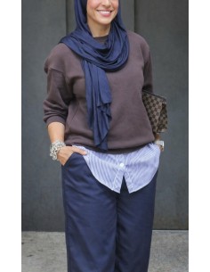 Bas de chemise Rayé bleu 2