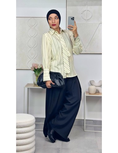 Chemise épaulettes Rayé Jaune