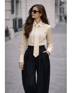 Chemise épaulettes Rayé Jaune 2