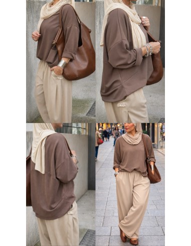 Ensemble pantalon "COSY" Taupe/Beige