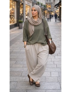 Ensemble pantalon "COSY" kaki/Beige