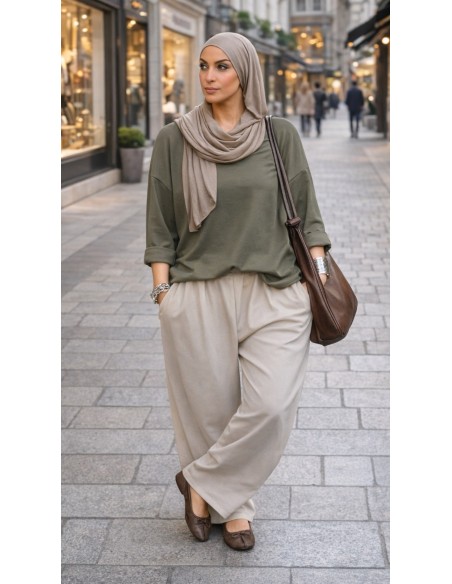 Ensemble pantalon "COSY" kaki/Beige