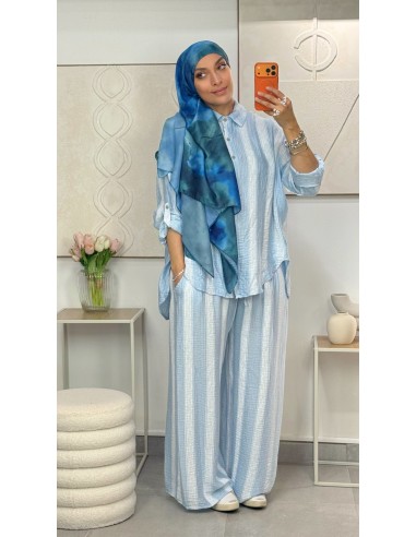 Ensemble Pantalon "Fluide" Bleu