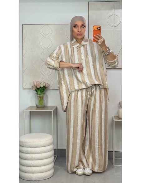 Ensemble Pantalon "Fluide" Beige