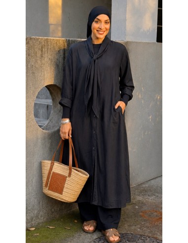 Robe Kimono "Boutons" Noir