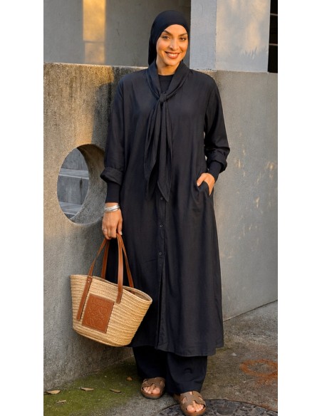Robe Kimono "Boutons" Noir