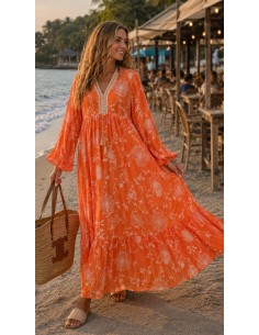 Robe longue "Lucie" Orange