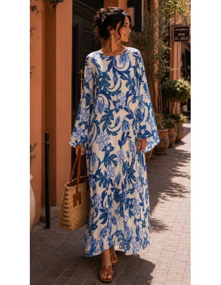 Robe longue "Perle" Bleu