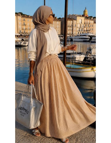 Jupe longue "Vichy" Beige