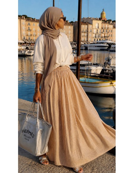 Jupe longue "Vichy" Beige