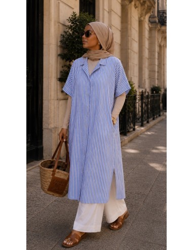 Robe chemise "Rayée" Bleu