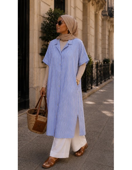 Robe chemise "Rayée" Bleu