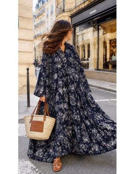 Robe longue "Esmeralda" Bleu marine