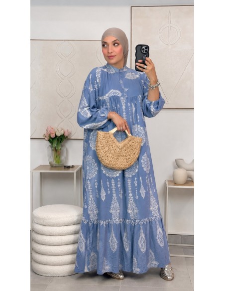 Robe longue "Shirley" Bleu
