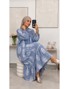 Robe longue "Shirley" Bleu 2