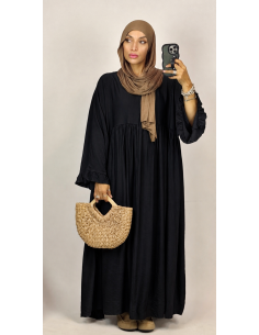 Robe Longue Noir Femme | Manches Volantées – Mode & Mastour