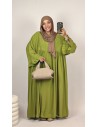 Robe Longue Vert Olive Femme | Manches Volantées – Mode & Mastour