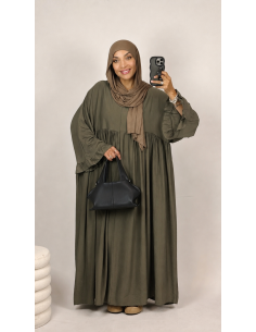 Robe Longue Kaki Femme | Manches Volantées – Mode & Mastour