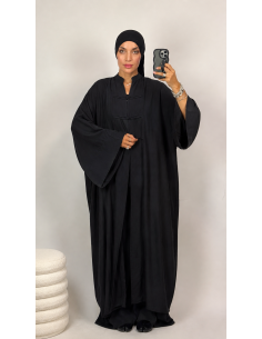 Ensemble Noir Style Kimono Femme | Veste Longue & Pantalon Fluide – Mode & Mastour