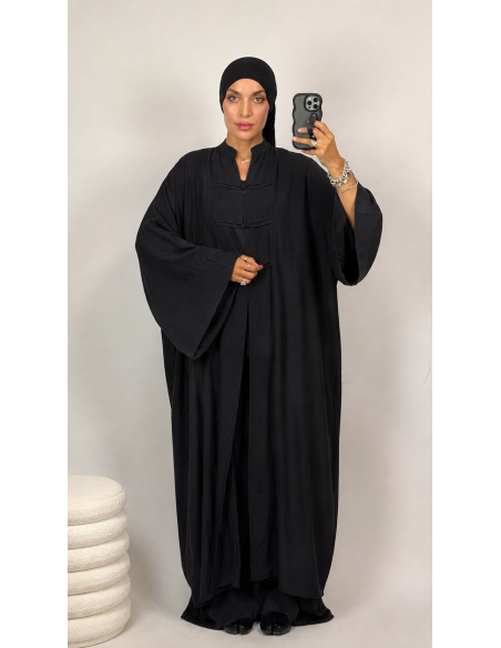 Ensemble Noir Style Kimono Femme | Veste Longue & Pantalon Fluide – Mode & Mastour