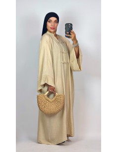 Robe Longue Beige Style Kimono Femme | Élégante & Mastour – Mode & Mastour