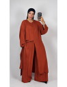 Ensemble Ample Bordeaux Femme | Tunique Longue & Pantalon Fluide – Mode & Mastour