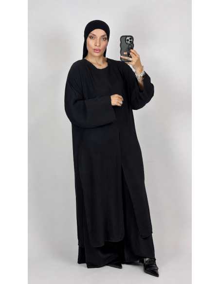 Ensemble Ample Bordeaux Femme | Tunique Longue & Pantalon Fluide – Mode & Mastour