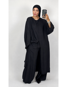 Ensemble Ample Bordeaux Femme | Tunique Longue & Pantalon Fluide – Mode & Mastour