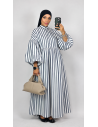 Robe Longue en Popeline Rayée Femme | Robe Mastour Chic – Mode & Mastour